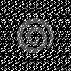 Black and white bubble wrap packing material seamless pattern, vector