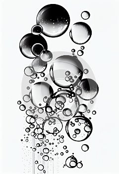 Black and White Bubbles Bio Chemical Illustration