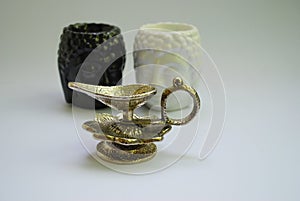 Black and white buddha head on a white background