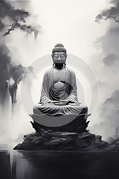 Black and White Buddha Statue