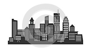 Black and White Buildings City Landscape Scenery Vector Illustration