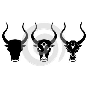 Black and white bull head icons