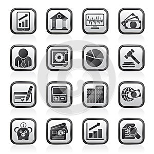 Black an white business, finance and bank icons