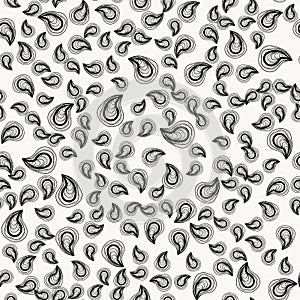 Black And White Buta Indian Cucumber Stylized Pattern