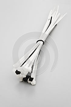 Black and white cable ties binded