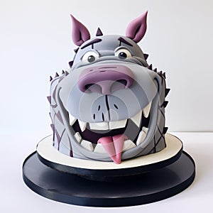 Dinocore Cake: A Detailed 2d Rhinoceros Theme Cake With Character Caricatures photo