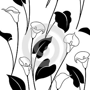 Black and white calla lily pattern