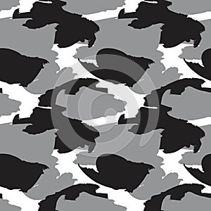 Black and White Camouflage Abstract Seamless Pattern Background