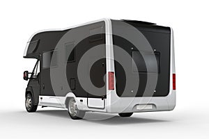 Black and white camper vehicle