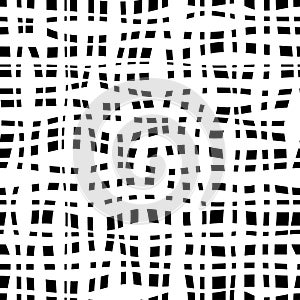 Black and white canvas texture, seamless checkered pattern. Monochrome linen fabric textile. Vector wallpaper