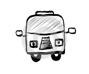 Black and white Car hand drawn Vector illustration, cartoon