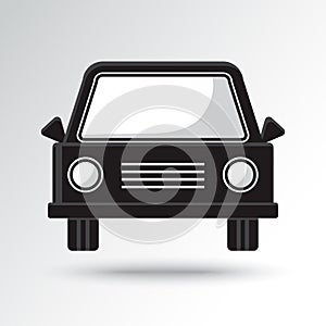 Black and white car icon. Vector illustration