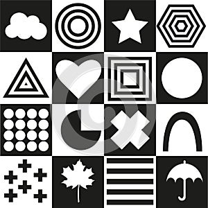 Black White cards contrast images for babies 0-3 months old. Visually stimulating play space for your newborn to move and play.