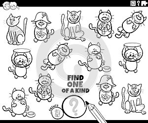 one of a kind game with cartoon cats coloring page