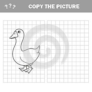 Black and White Cartoon Vector Illustration of Funny Goose Farm Bird Animal