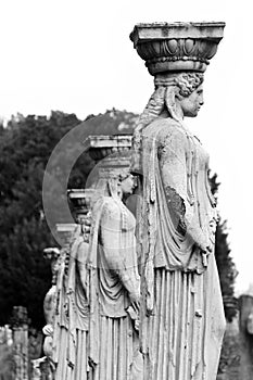 Black and white Caryatids at Canopus, Villa Adriana, Tivoli