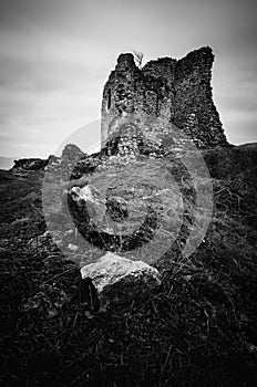 Black and white castle ruins