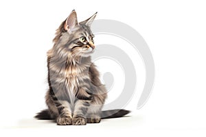 Black and white cat illustration aquarelle on white background. Pet, domestic animal. AI Generated