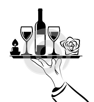 Black and white catering icon, vector