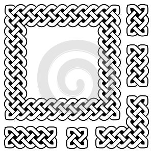 Black and white Celtic knot frame and design elements