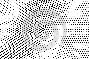 Black on white centered halftone texture. Diagonal dotwork gradient. Rough dotted vector background