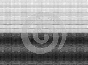 black and white ceramic tile wall background.