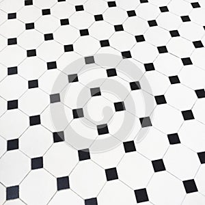 Black and white ceramic tiles floor