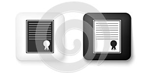 Black and white Certificate template icon isolated on white background. Achievement, award, degree, grant, diploma