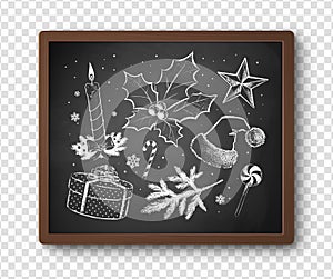 Black and white chalked Christmas set