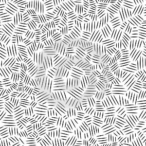 Black and white chaotic scratch hatching seamless pattern, vector