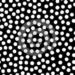 Black and white chaotic spots abstract seamless pattern, vector