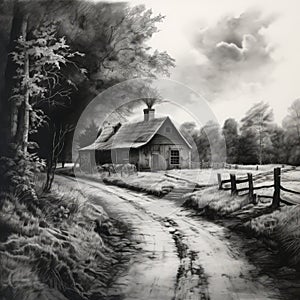 Black And White Charcoal Landscape Drawing Inspired By Kevin Hill