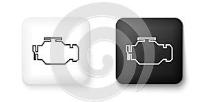 Black and white Check engine icon isolated on white background. Square button. Vector