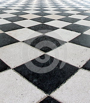 Black and White Checker Floor Tile Pattern