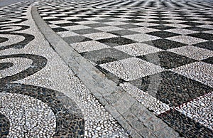 Black and White Checker Floor Tile Pattern