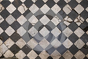 Old Tile Flooring in black and white photo