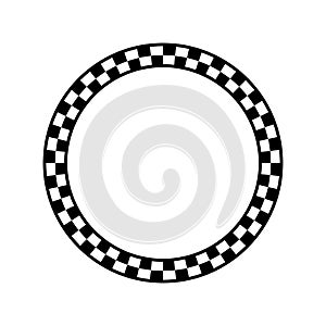 Black and white checkered circle frame vector illustration