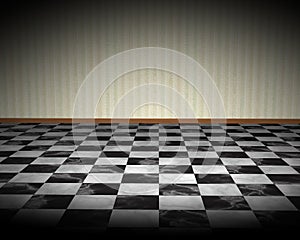 Black White Checkered Floor Illustration