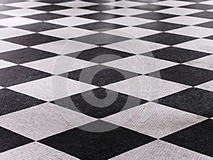 Black and white checkered marble floor pattern