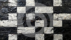 Black and White Checkered Tile Wall