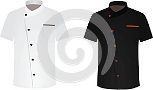 Black and white chef shirt. cook uniform