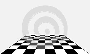 Black and white chess board in different perspective. photo