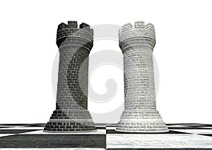 Black And White Chess Castles Square Off