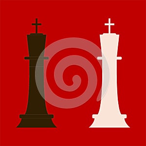 Black and white chess king on a red background
