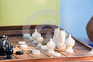 Black and white chess thai on board