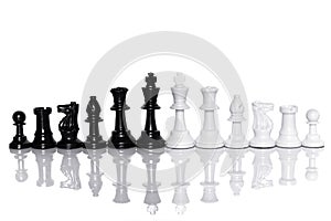 Black and White of Chess on white background. Leader and teamwork concept for success