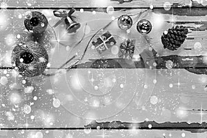Black and white. christmas, background, board, box, cone, copy, decor, decoration, festive, fir, gift, holiday