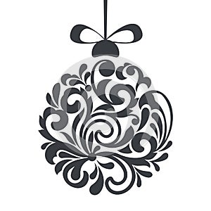 Black and white Christmas ball floral design