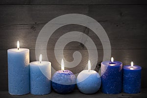 Black And White Christmas Decoration With Blue Candles