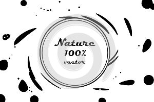 Black white circle grunge splash vintage retro. Company logo design vector icon template